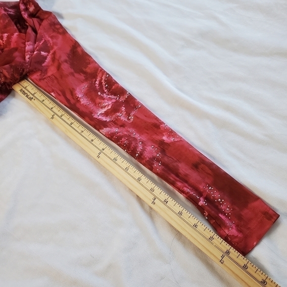 Shein Bae Long Sleeve Mesh Corset Top With Rhinestones - Floral Rose Print - Picture 6 of 8